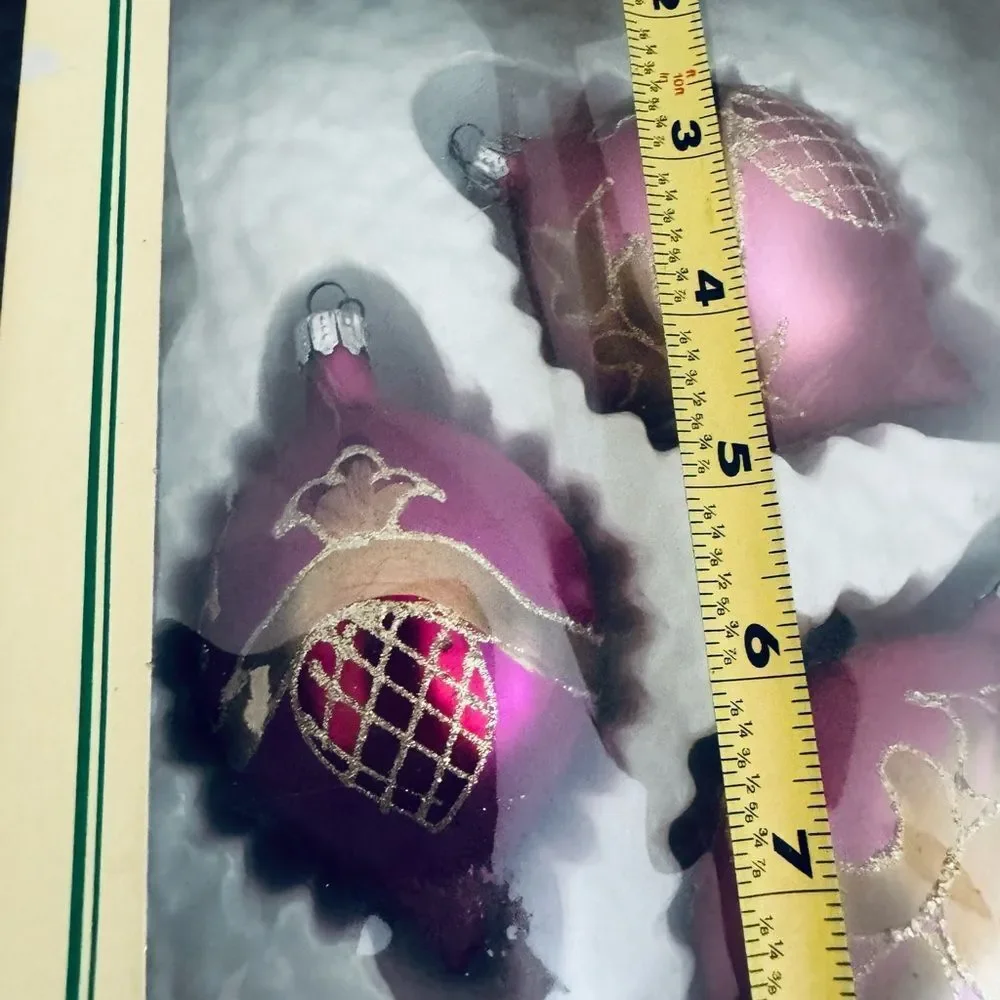 Vintage Holiday Christmas Ornaments Pink European Glass